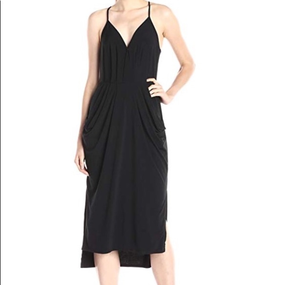 BCBGeneration Black Faux-Wrap Midi Dress NWT